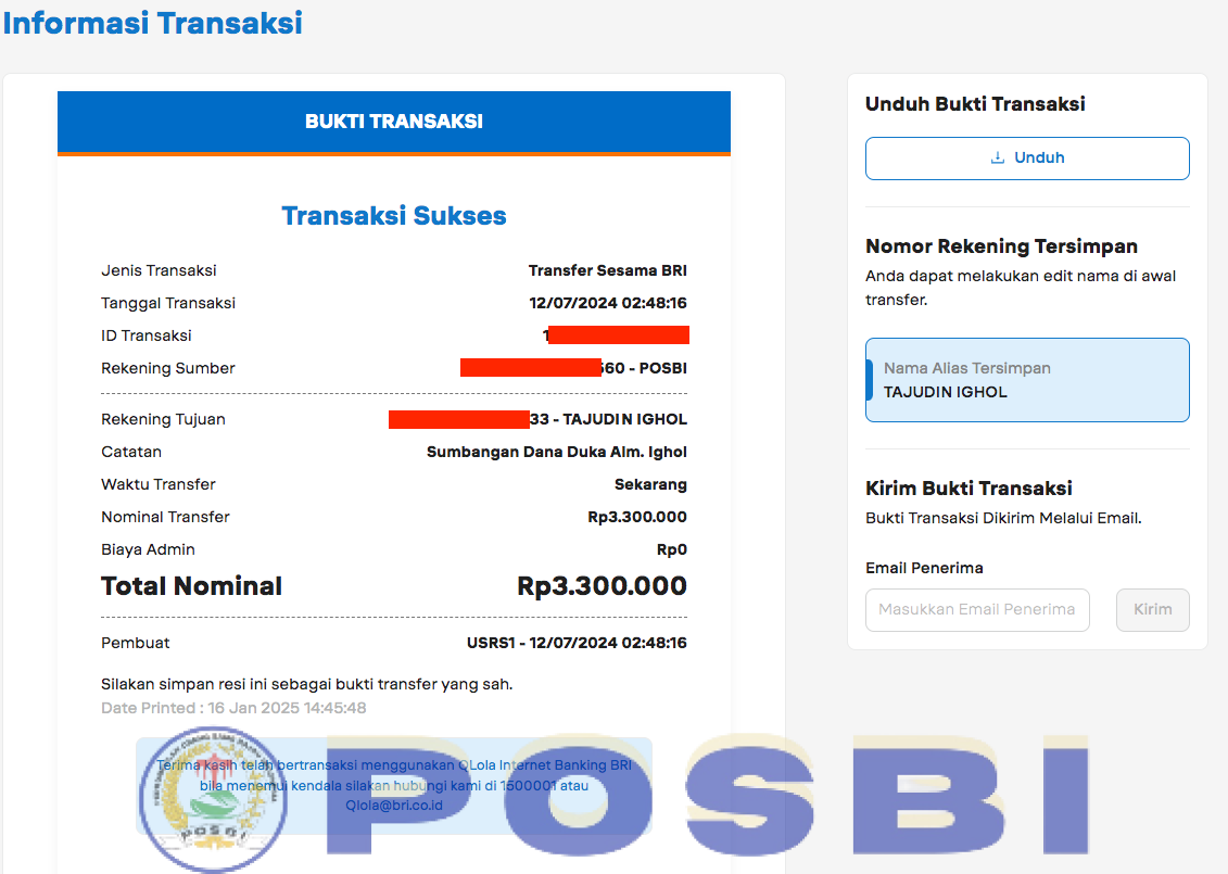 Berita Acara Penyerahan Donasi Uang Duka Alm. Ighol