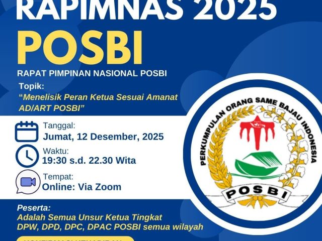 POSBI Gelar Rapimnas 2025 pada 12 Desember, Bahas Penguatan Peran Ketua Sesuai Amanat AD/ART